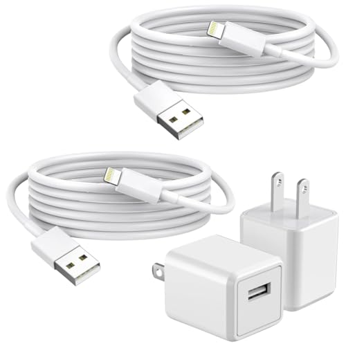 iPhone Charger,2Pack 6FT USB Wall Charger Fast Charging USB Cable Charging Cube Travel Plug Block...