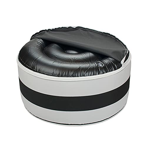 In4 Care Inflatable Ottoman Footrest Stool With Portable Air Pump And Storage Bag, Used For Indoor Or Outdoor, Kids Or Adults, Camping Or Home-White Black Stripes #TOP4