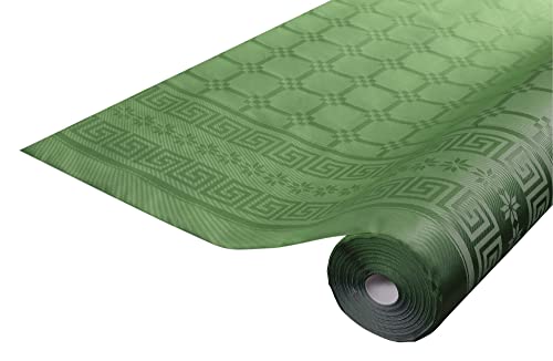 Pro Nappe - Ref R482518I - Toalha de mesa descartável em rolo, 25 M comprimento x 1,20 M largura - cor verde pinheiro - papel de damasco com estampado universal chique e clássico