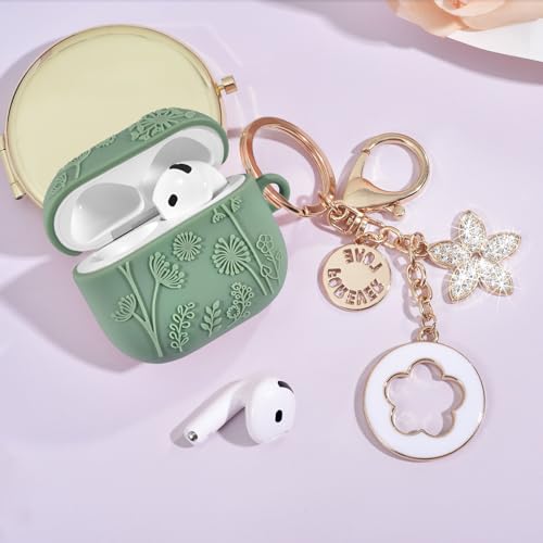 Image of Floral Case for Apple Airpods iPods 4 Case Cover Women-VISOOM 2025 3D Silicone Airpod iPod 4th Generation Protective Cases Cute with Keychain for AirPod Earbuds 4th Gen Wireless Charging Cases