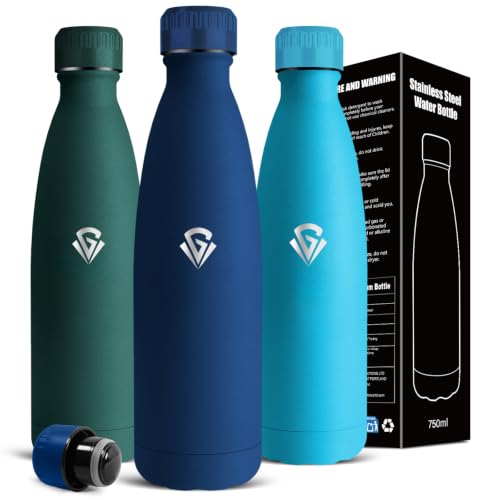 Mujigaga Botella Agua Acero Inoxidable, 750ml Botella Termica, A Prueba de Fugas, Cantimplora sin Bpa, Doble Aislamiento, Cantimplora para Oficina, Cámping, Senderismo, Picnic, Escalada