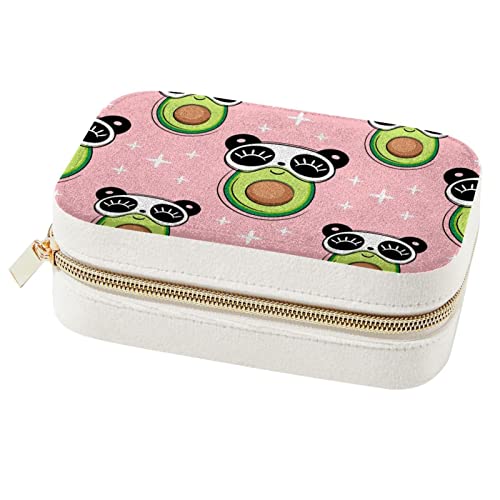 Boîte à bijoux panda et avocat double couche rose à compartiments modulables - 2