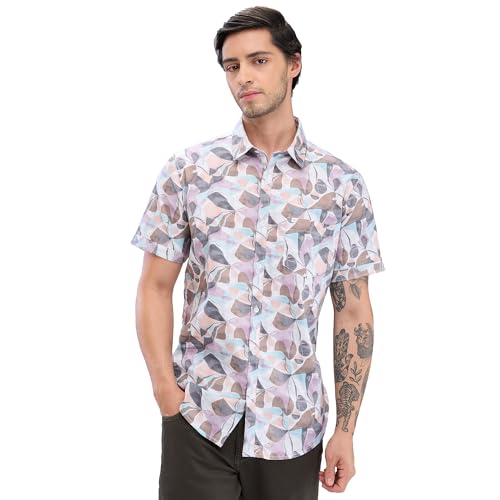 Image of Spykar Men's Slim Fit N /A Half Sleeve Printed Casual Shirts