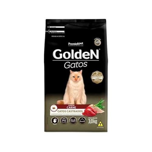 Ração Golden Para Gatos Adultos Castrados Sabor Carne 3Kg