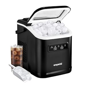 Emperial Ice Maker Machine | Countertop Bullet Ice Cube Maker | 12kg Daily Output | Makes 9 Ice Cubes per Cycle | 2 Ice Sizes | 1.2L Water Tank | Self-Clean | Ice Scoop Included | 125W