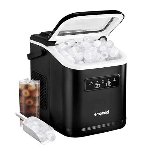 Emperial Ice Maker Machine | Countertop Bullet Ice Cube Maker | 12kg Daily Output | Makes 9 Ice Cubes per Cycle | 2 Ice Sizes | 1.2L Water Tank | Self-Clean | Ice Scoop Included | 125W