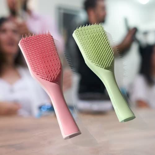 Wynk Hair Brush Detangler For Adults & Kids，Detangling Comb Hair Styling Tools & Appliances For Natural/ Wavy/ Curly/ Coily/ Wet/ Dry/ Oil/ Thick/ Straight/ Long Hair (2 Pack Green&Purple-Blue) #TOP6