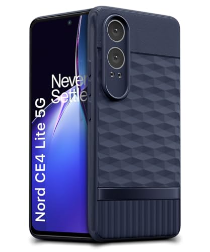 Image of WOW IMAGINE Back Cover for 1+ OnePlus Nord CE 4 Lite 5G with Hexa Cube Design | Ultra Slim Soft Rubberised Case | Inner Velvet Fabric | Matte Silicone Flexible Mobile Case | Camera Protection - Blue