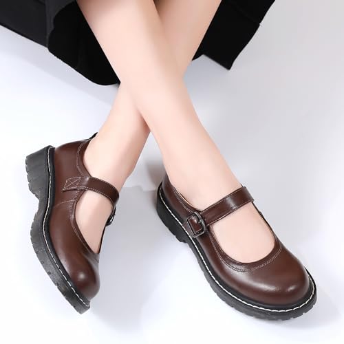 Image of Mary Jane Shoes Women Mary Janes Mary Jane Flats Comfortable Flat Leather