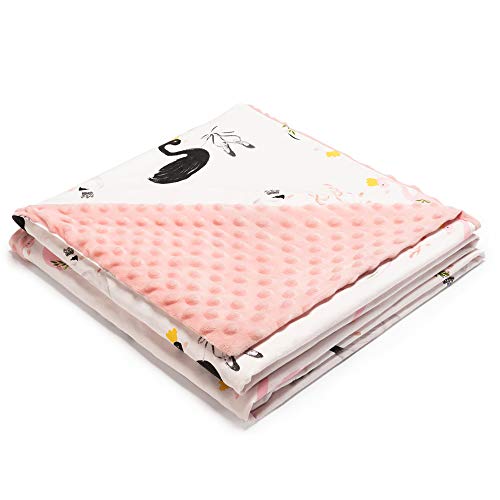 Couverture Bebe Doudou Bebe Coton et Polaire Doux Couverture Bebe pour Garcon et Fille de 80 x90 cm (Blanc - Cygne Noir) Cover
