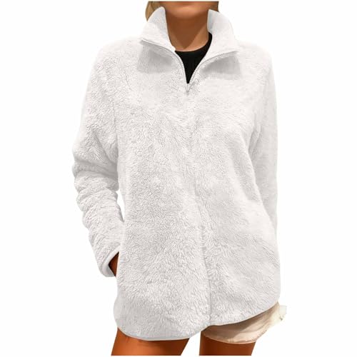 Veste et manteaux décontractés pour femme avec peluche douce et fermeture éclair
