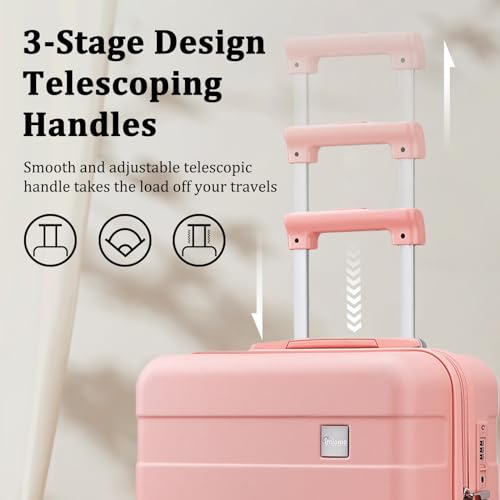 Image of imiomo 24 IN Checked Luggage, Suitcase with Spinner Wheels, Hardside 3PCS Set Lightweight Rolling Travel Luggage with TSA Lock(24 inch /Pink)