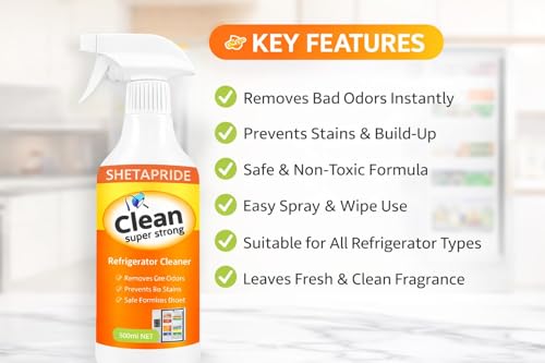 Image of Refrigerator Cleaner Spray & Deodorizer 500ml | Food-Safe Formula | Eliminates Odors & Stains | Cleans Fridge Shelves, Drawers & Interior Surfaces