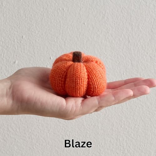 Image of Set of 12 Cozy Mini Knit Orange Pumpkins (Sunset Full Set) | Fall Gold Rust, Home Decor Accent, Tabletop Thanksgiving, Soft Autumn Decor