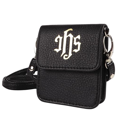 Needzo Genuine Leather Pyx Burse, IHS Communion Wafer Holder, Catholic Church Supplies, 3.5 x 3 Inches