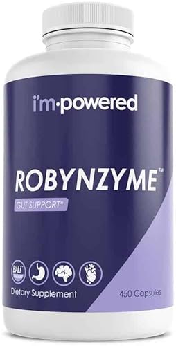 Enzimas digestivas Robynzyme con HCl (450 unidades) - Suplemento de enzimas digestivas vegetarianas para apoyar la digestión adecuada, reflujo