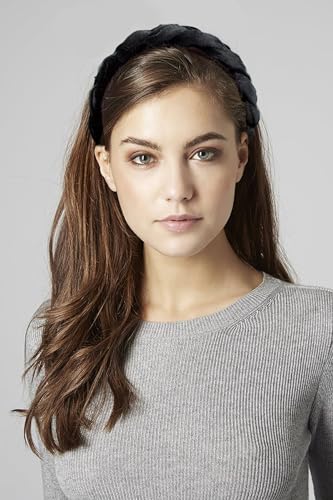 LEBENSWERT Velvet Braided Headband Women's Costume Headband Wide Vintage Hair Band Fashion Headbands for Women (Black) - Image 2