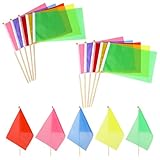 20 Pack Small Solid Color Flag, Mini Marking Flags on Sticks Blank Sublimation Flags Yellow Green Blue Red Flags DIY Graffiti Flags Kids Birthday Party Supplies for Parades Festival Events Celebration