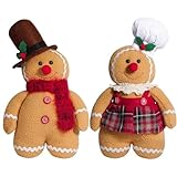 Glazeal 2pcs Gingerbread Man Doll Sets, 11.8' Handmade Couple Stuffed Gingerbread Man, Collectible Standing Figurines Ornament Christmas Decorations