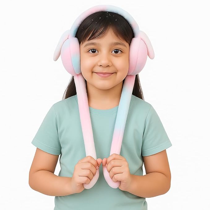 Moving Ear Pink Plush Earmuffs, Interactive Winter Accessories with Sound Effects, Super Soft and Warm, One Size Fits All, Perfect,Rabbit Ear Headband (1 pcs, Multicolor)-image-27