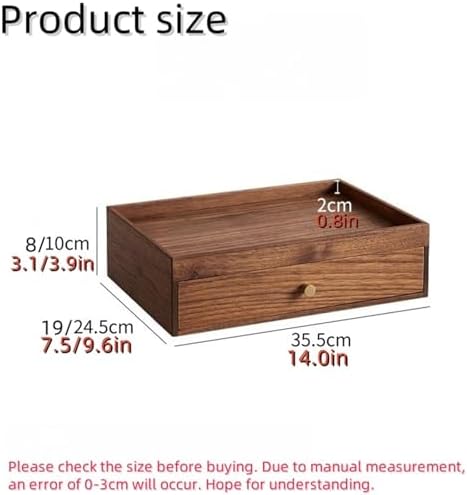 Rustic Solid Wood Desktop Organizer - Heavy Duty Jewelry & Tea Storage Box with Top Shelf - Stylish Keepsake Case for Office & Home (Brown, Large)