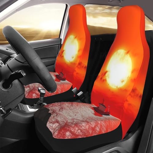 Housse de siège de voiture universelles lot de 2 protection complète auto SUV berline soleil rouge