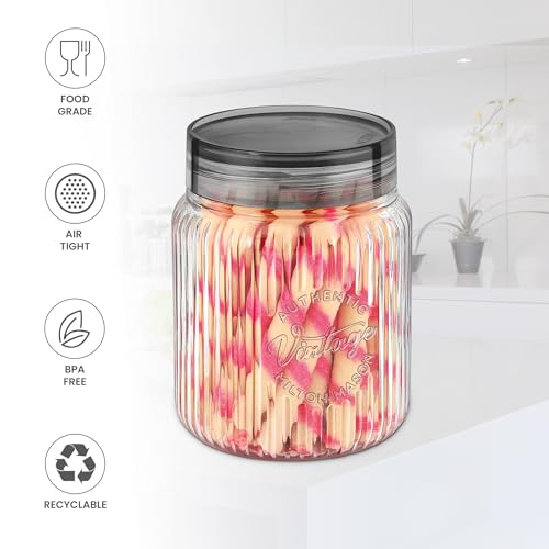 Image of MILTON Olive 1500 Airtight Food Grade Modular Plastic Container | BPA Free, Stackable & Transparent | Wide Mouth with See-Through Lid | Ideal for Cereals, Pulses, Spices, Set of 2, 1500 ml each, Grey