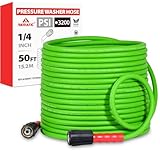 YAMATIC Pressure Washer Hose 50FT - 1/4 3200PSI - Super Flexible, Kink-Resistant, No Leak M22 Brass Thread for Electric & Gas Pressure Washers, Green