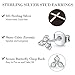 EPIRORA Sterling Silver Stud Earrings for Women- 3 Pairs Hypoallergenic White Gold Plated Small Cubic Zirconia Flower Cartilage Earring Set (3mm/4mm/5mm)