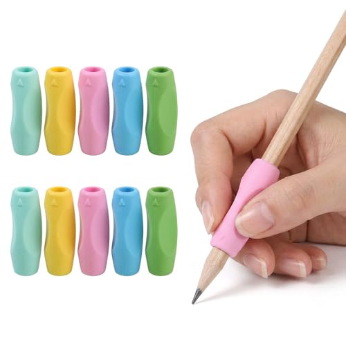 COYUN 10 Pezzi Impugnatura Matita Bambini, Supporto Ergonomico in Silicone per Scrittura Corretta, Matite Triangolari Per Bambini, Gommini Antiscivolo per Matite e Penne, Ideale per Studenti