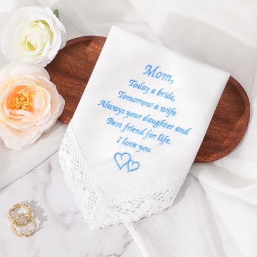 Image of HOULIFE Wedding Handkerchiefs for Bride Something Blue Bride Groom Gift