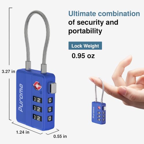Image of Puroma 4 Pack TSA Locks for Luggage Lightweight 4-Digit Code Padlock Blue