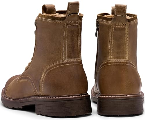Image of Vostey Mens Boots Motorcycle Casual Boots for Men Zipper Fashion Chukka Boots Mens