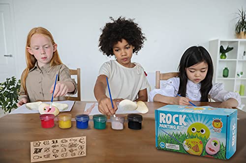 Stenen-Schilderen-Set-I-Rock-Painting-Kit-I-Happy-Stones-I-Knutselen-Voor-Kinderen-I-Acrylverf-Set-Met-10-Stenen-I-Cadeau-Voor-Peuters-Kinderen-Volwassenen-I-Schilderen-I-Kwasten-Verf-Stenen