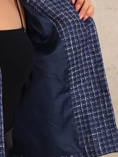 Allegra K Women's Tweed Blazer Vintage Button Winter Fall Work Office Short Jacket Coat 5