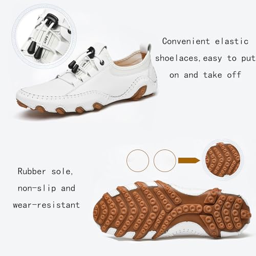 AngryMonkey Men Casual Slip On Walking Driving Shoes Comfort Adjustable Handmade Light Breathable Penny Loafers Moccasin Flats Vacation Shoes4