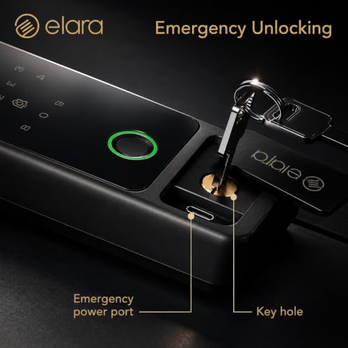 Image of Elara GX-1 Glass Door Lock with 6 Access Modes: Fingerprint, Mobile App, PIN & RFID Card, for 10-12 mm Glass Doors Lock
