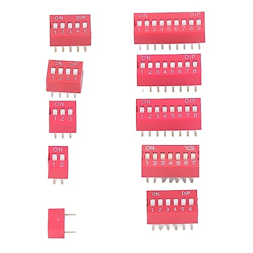 45-teiliges DIP-Schalter-Sortiment-Set, Ein-Aus-Kippschalter, 2,54 Mm, Bereich 1, 2, 3, 4, 5, 6, 7, 8, 9 P für Leiterplatten, Testplatinen, Leiterplatten