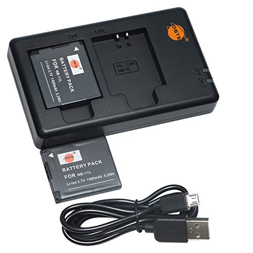DSTE NB 11L (2 pcs) Batería de Repuesto Recargable y Cargador Dual Compatible con Canon NB 11LH, PowerShot A2500, A2600, A3400 is, A3500 is, A4000 is, ELPH 110 HS, ELPH 115 HS, ELPH 130 HS