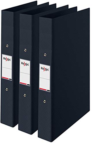 Rexel Choices A4 Ring Binder 25 mm Spine 190 Sheet Capacity File Folder Document Organisation Black Pack of 3 2115729