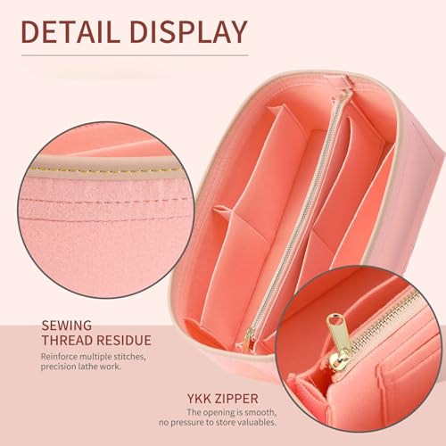 Image of Doxo Purse Organizer Insert & Base Shaper 2pc Set, Felt Handbag Organizer Insert Suitable for Speedy 25 And More(Pink,Medium)