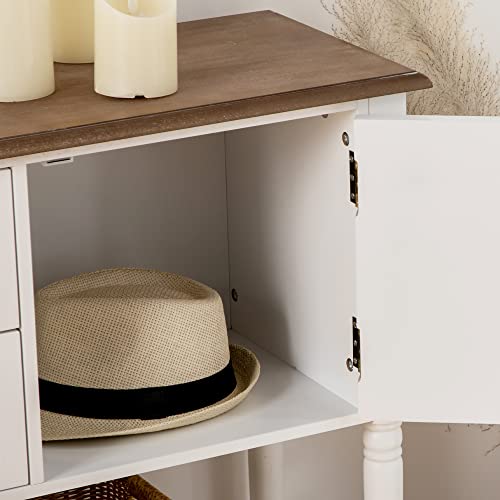 Homcom Vintage Console Table With 2 Drawers And Cabinets, Retro Sofa Table For Entryway, Living Room And Bedroom, White #TOP6