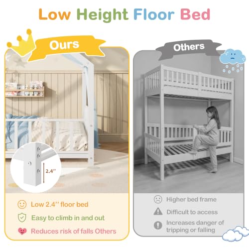 Image of Garvee Twin Size House Shape Bed Frame with Rail, White