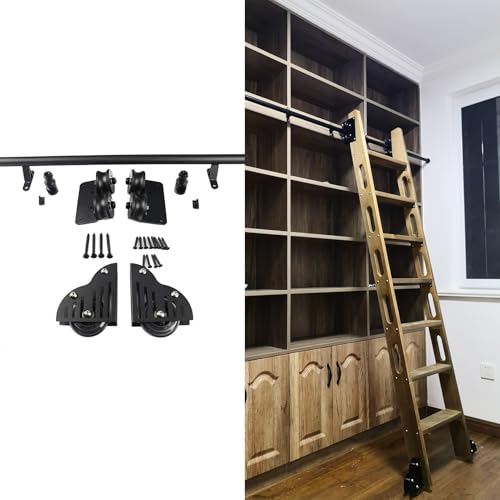 Kit complet de rails roulants tube rond noir pour accéder aux meubles hauts