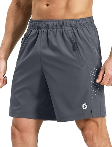 Image of Men's Running Athletic Shorts 7 Inch Quick Dry Lightweight Workout Gym Tennis Shorts 3 Zipper Pockets