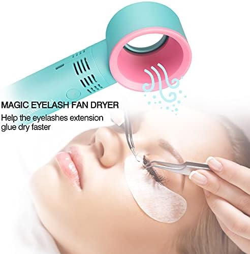 fenshine Portable USB Rechargeable Mini Fan Eyelash Fan Dryer Bladeless Handheld Fan for Eyelash Extension, Air Conditioning Blower for Essential Eyelash Extension Supplies (blue)