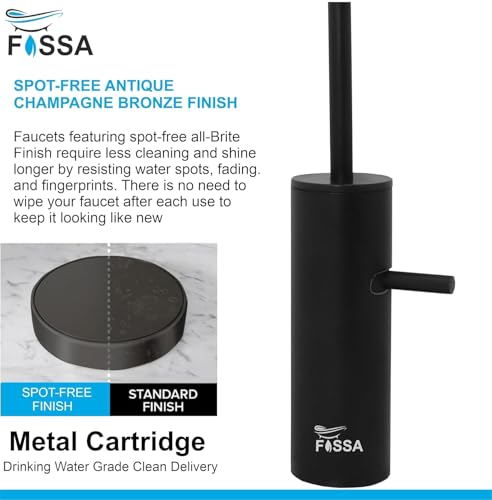 Image of Fossa RO Tap Stainless Steel Water Filter Faucet for Kitchen Sink | Lead-Free, Rust-Resistant, 360 Swivel Spout, Single Lever, Ceramic Cartridge - Black (Matte Finish)