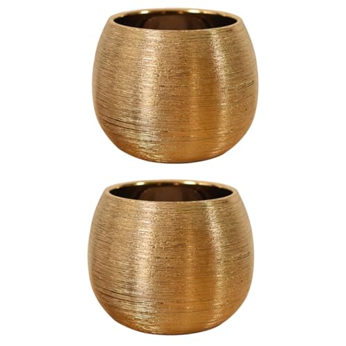 Pots de fleurs ronds en céramique dorée Uonlytech pour vos plantes succulentes