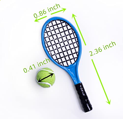 Neakomuki Dollhouse Accessories 1:12 Miniatures Sports Tennis Racket And Ball Set For Mini Dollhouse Cake Topper Landscape Craft Project Decoration #TOP1