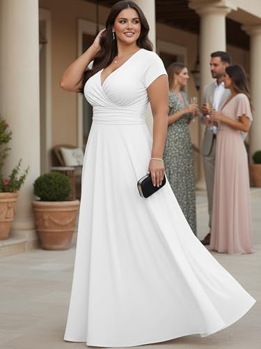 Image of KOH KOH Womens Sexy Cap Short Sleeve V-Neck Flowy Cocktail Gown